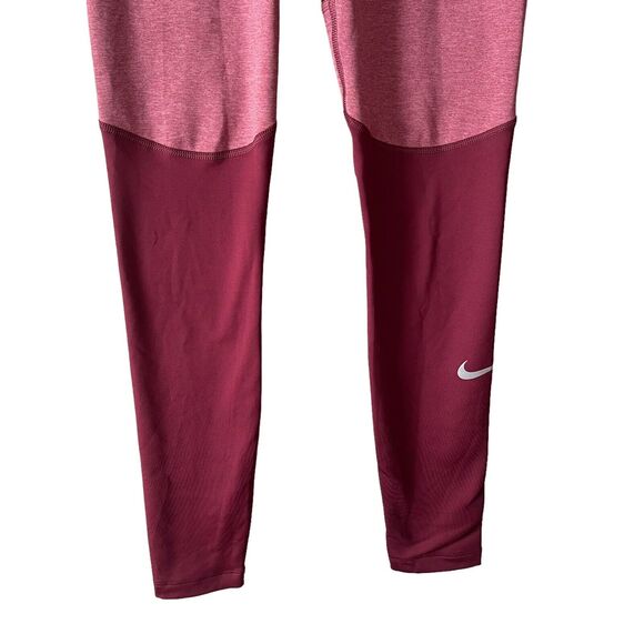 Nike XS Running Leggings Mid Rise Zip Pocket Berry Maroon Dri-Fit Workout - Picture 8 of 11
